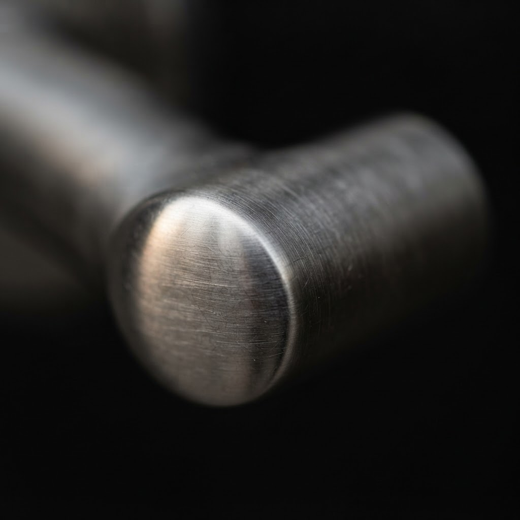 Macro edge of a brushed steel handle